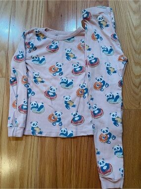 Kids Pink Panda Print Pajama Set